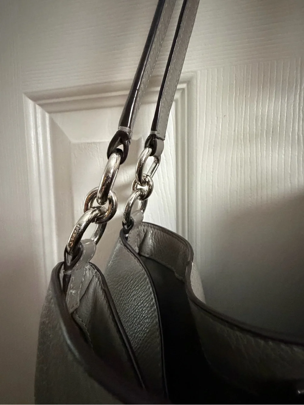 Coach Pebbled Leather Shoulder Bag in Gray